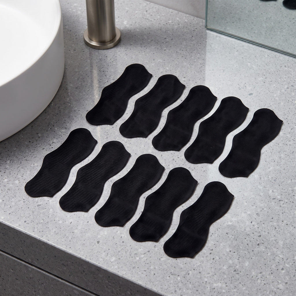 Tiras nasales negras PERENNE de zafiropulse para limpieza profunda de poros sobre encimera de baño de granito